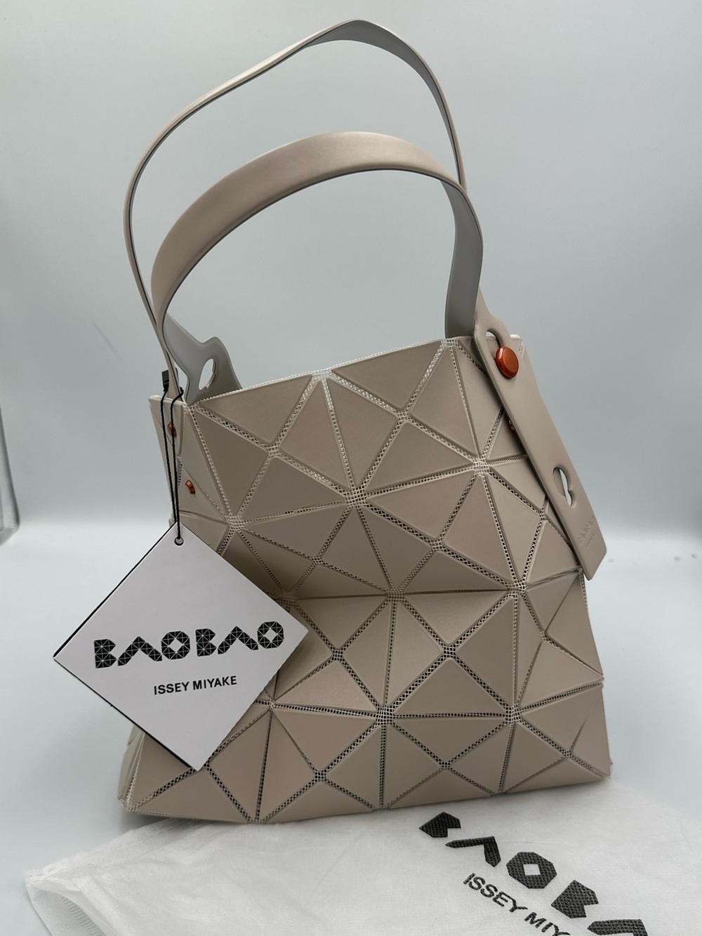 Bao Bao Issey Miyake Lucent 6x6 Tote Bag Beige Geometric Shoulder Bag NWT
